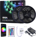 MIHEAL WiFi Wireless Smart Phone Controlled Led Strip Light Kit with DC12V UL Listed Power Supply Waterproof SMD 5050 32.8Ft(10M) 300leds RGB Music LED Light Strip Compatible with Android, iOS Alexa