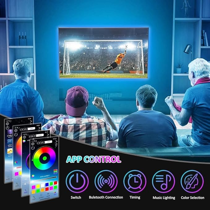 Nexlux LED Lights for TV/Monitor Backlight 8.2ft USB APP Controlled with Remote, DIY Colors for Gaming Lights, Ambient Lighting Kit