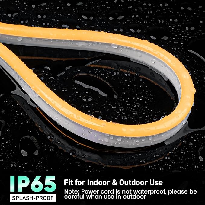 GZBtech Flexible LED Neon Rope Lights 16.4FT,AC 110-120V Waterproof Strip Light, 120LEDs/M Cuttable Connectable Neon Lighting for Indoor Outdoor Home Decor/Commercial Building Use-Amber 5M, ETL Listed