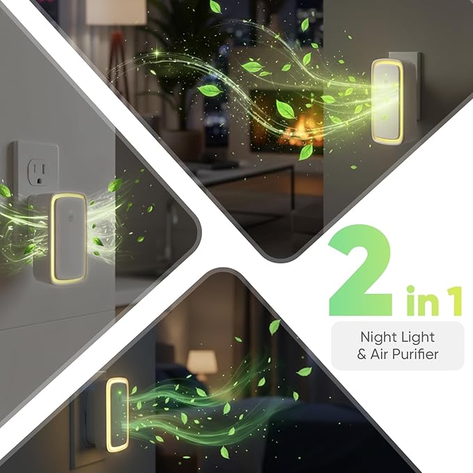 Plug In Air Ionizers Negative Ion Technology Air Purifier for Home & Office, Quiet Negative Ion Air Freshener for Small Rooms, Bedrooms, Living Rooms, 4-Pack