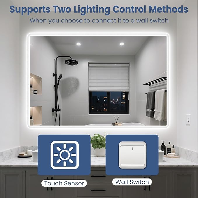 STARLEAD 24"x32" LED Bathroom Mirror with Bluetooth Speaker, 3 Color Temperature, Stepless Dimming, Anti-Fog, Touch Control, Wall-Mounted Vanity Mirror, Vertical or Horizontal