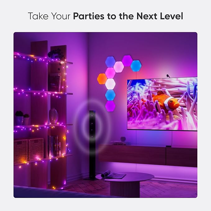 Nanoleaf Smart String Lights, 300 LED RGBW Indoor Christmas Lights, Matter Bluetooth & WiFi Multicolor LED Lights, App & Voice Control, Works with Apple Home, Google Home