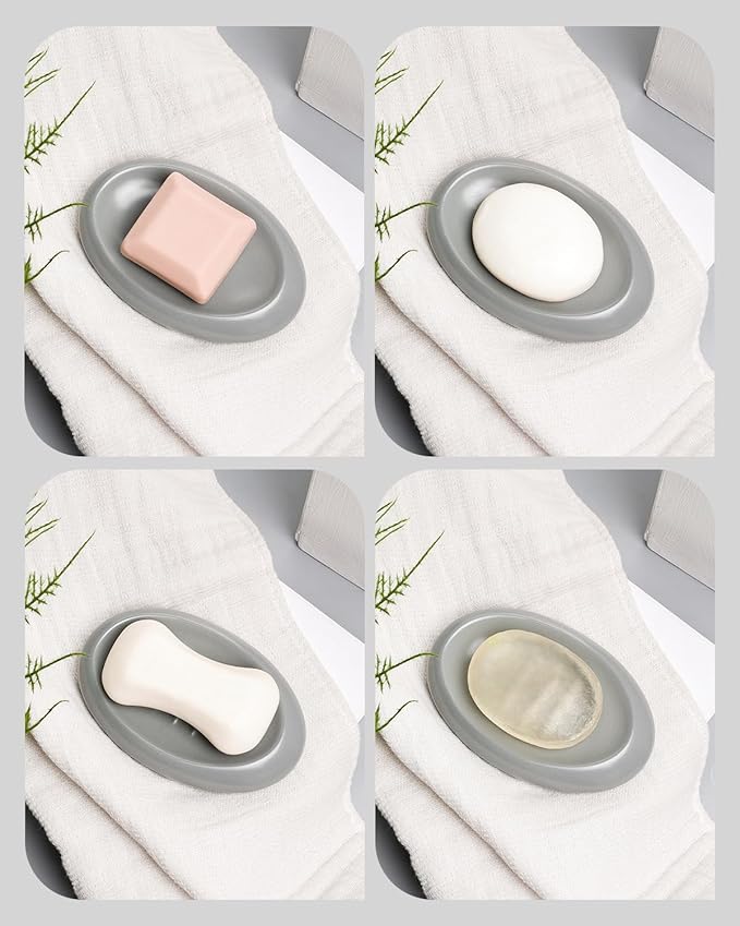 Bathroom Accessory Set 5PCS, Ceramic Bathroom Accessories Set, Irregular Shape Small Bathroom Sets Accessories Complete, Home Apartment Minimalist Decor Vanity Countertop, ANTIS'S HOME (Grey)
