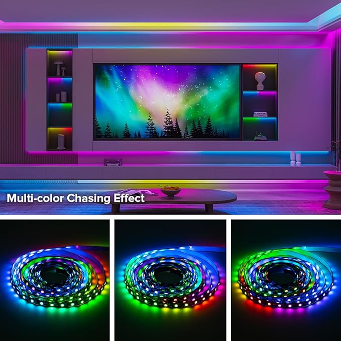 BTF-LIGHTING UL Listed WS2811 IC=RGB+IC Addressable Color RGB LED Strip,16.4FT 60LED/m 10Pixels/m,IP67 Black PCB Flexible DC12V Chasing Effect for Indoor Home Decor(No Adapter or Controller)