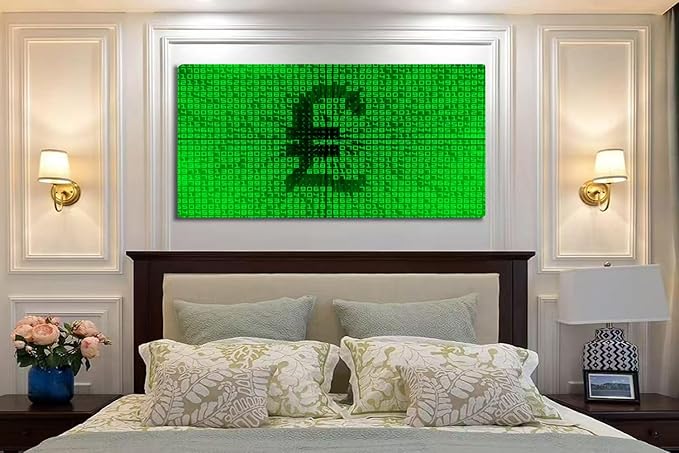 Wibinuki Wall Art Wall Decor Wall Paintings Pound Symbol on Binary for Living Room Bedroom Bathroom Home Decor Can Be Hung Directly 20"x 40"