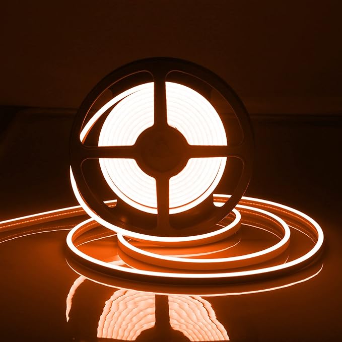 32.8FT/10M/2PCS Orange LED Neon Light Strip with Installation Accessories - Flexible Waterproof 12V DC Rope Lights for Eye-Catching Indoor & Outdoor Decoration [Adapter Not Included]