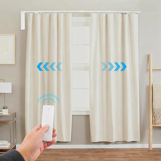 Electric Curtain Track, Retractable Motorized Curtains Rod within 7.2ft, Automatic Curtain Opener w/Smart/Manual Control, Smart Curtains System for I-Rrail and U-Rail (Within 7.2ft)