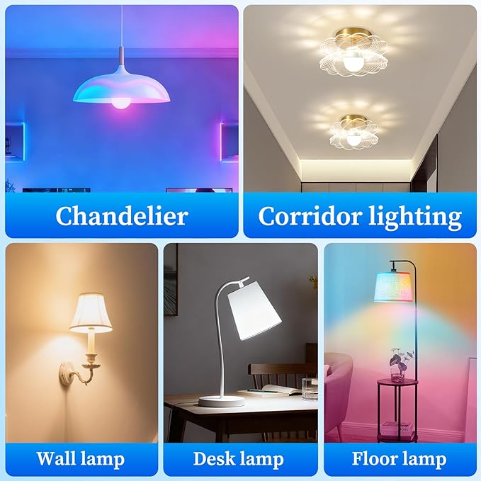Meliya LED Smart Light Bulbs, Color Changing Dimmable & Timing Smart WiFi and Bluetooth Bulb, Compatible with Alexa and Google Assistant, RGBWW A19, 9W 800 Lumens, Music Sync, Voice Control (4 Pack)