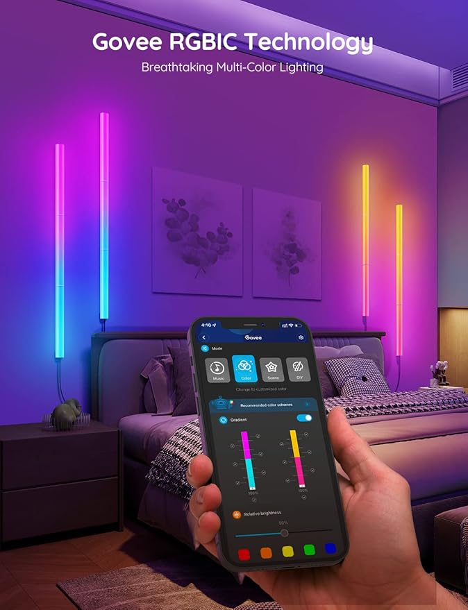 Govee RGBIC LED Lights, Wi-Fi Smart Home Creative Wall Lights with Music Sync, Compatible with Alexa Google Assistant for Indoor Gaming Decor