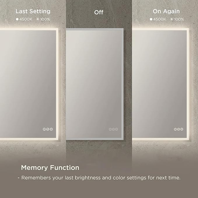 Blossom 21x36 LED Mirror for Bathroom | Backlit LED Vanity Mirror with Anti-Fog, Stepless Dimmable & 3 Color Temperature | Lighted Mirrors for Bathroom Wall | Smart Vanity Makeup Mirror with Lights