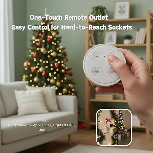 LoraTap Mini Remote Control Outlet Plug: 656ft Range — Wireless Light Switch for Household Appliances — No Wiring — 1 Remote for 2 Outlets