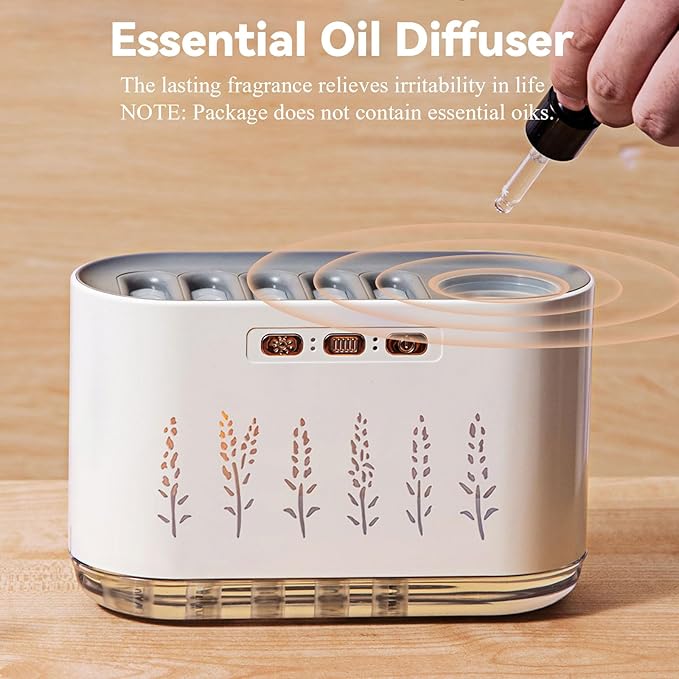 5 Nozzle Cool Mist Humidifier, Music-Sensing Humidifier Diffuser with 20 Color LED Light, 700ML Essential Oil Diffuse, Auto Shut-Off, Aroma Diffusers Humidifiers for Bedroom Home Office (White)