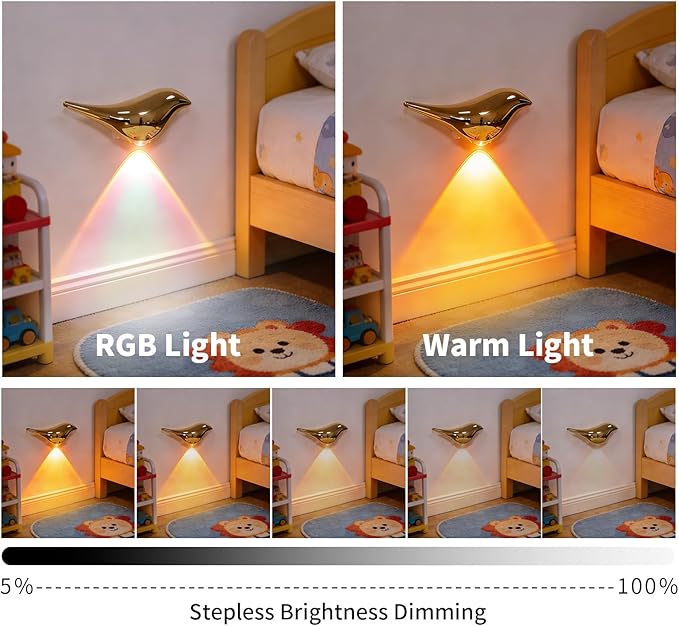 Motion Sensor Wall Light: 1200mAh Rechargeable Wall Sconce Set of 2 Magnetic Stair Lights Indoor Wireless Wall Sconces Night Light for Kids Elderly Bedroom Hallway Home Decor (Gold)