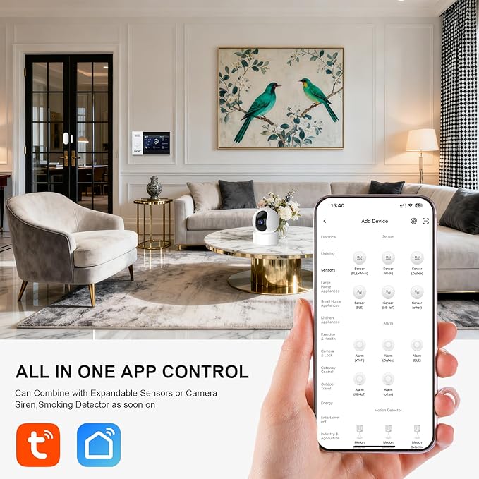 PGST Wireless Home Alarm System,Smart Home Security Systems with 4G SMS/Tuya App Instant Alerts,Motion Detector,Door Alarm Sensors,Alexa Voice Control for Apartment,Office,No Monthly Fee