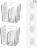 Set Of 2 Storage Organizer Bins Wall Mounted Shower Caddy, Bathroom shelves Stackable Clear Plastic Toothbrush Holder Adhesive Hanging Bin for Bathroom, Kitchen, Cabinet, Shower BPA Free Small (Clear)