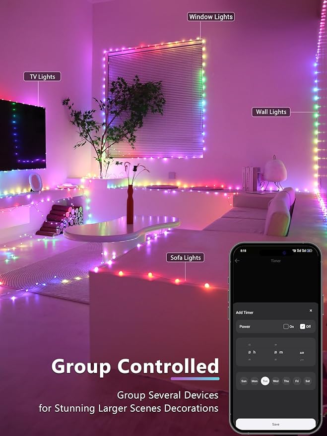 BrizLabs Smart Easter Lights, 66ft 200 LED Color Changing Xmas Lights Work with Alexa & Google Home, Rainbow Fairy Light Christmas Decorative Pastel Lighting Green Wire for Xmas Tree Halloween Party