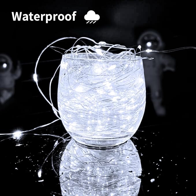 Solar String Lights Outdoor, 33 Feet 100 LEDs 8 Modes Solar Fairy Lights for Outside, Waterproof Outdoor Light for Patio Yard Christmas Tree Halloween Wedding Party Decorations, Cool White