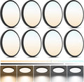 12 Inch Flush Mount LED Ceiling Light, 24W 2640LM Dimmable, 5CCT Selectable (2700K-6500K), Ultra-Slim Flat Panel Fixtures for Bedroom Kitchen Hallway, Black, 8Pack