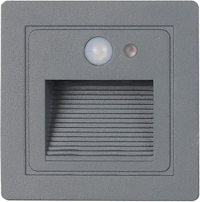 LED Recessed Step Wall Sconce,3W Indoor Outdoor Stairs Light IP65 Waterproof Human Body Induction Wall Lamp Corridor Night Light 85Mm85Mm,B,Induction