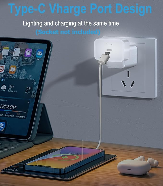 LED Nightlights Plug in Wall Voice AI Activated 2-Pack with USB Charging Port, 130LM, 3000K White Night Lights for Kids Adults Room Nursery Bedroom Bathroom Hallway