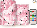 Pink Flamingos Flameless Candles Color Changing LED Candles with Remote Control Battery Candles for Outdoor and Indoor Home and Room Decoration, 3'' x 4''/5'' Set of 2 Pieces