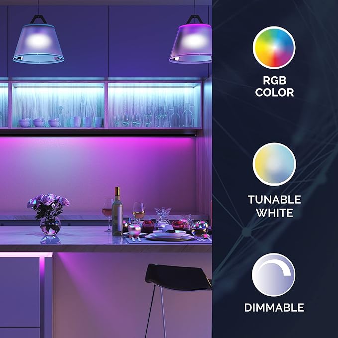 Satco S11254 Starfish 10-Watt A19 WiFi Smart LED Color-Changing Light Bulb, Works with Siri, Alexa, Google Assistant, SmartThings, 2700K-5000K, 800 Lumens