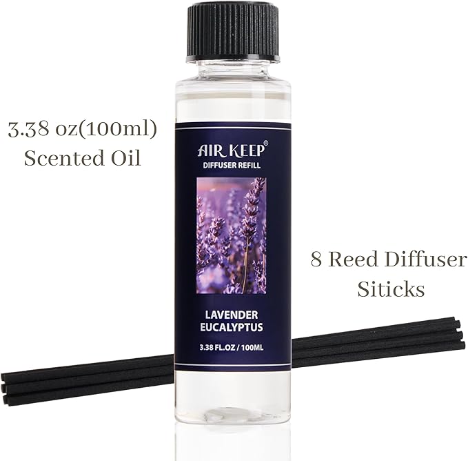 Airkeep Reed Diffuser Oil Refill/Jasmine Lily/3.38 oz / 1 Pack/Air Freshener & Aromatherapy Essential Oil Blend for Home Fragrance – Scented Refill Oil for Bathroom, Bedroom & Home Decor