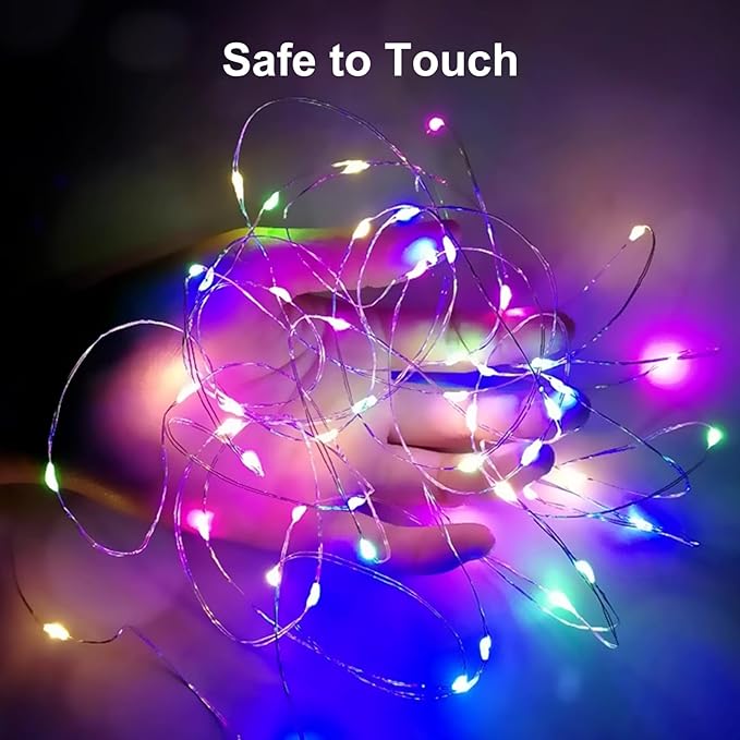 ZGWJ Fairy Lights Battery Operated, 100 Pack Twinkle String Lights 20 LED 7FT 3 Lighting Modes for Bedroom Decor, Easter, Halloween, Christmas, Party Indoor and Outdoor Decoration Colorful