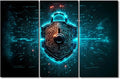 Modern Wall Art 3 Panel Binary Code Lock Pictures Print on Canvas for Living Room Wall Decoration, Framed Wall Art Conceptual Artwork Gallery-Wrapped Ready to Hang, 60" Wx40 H