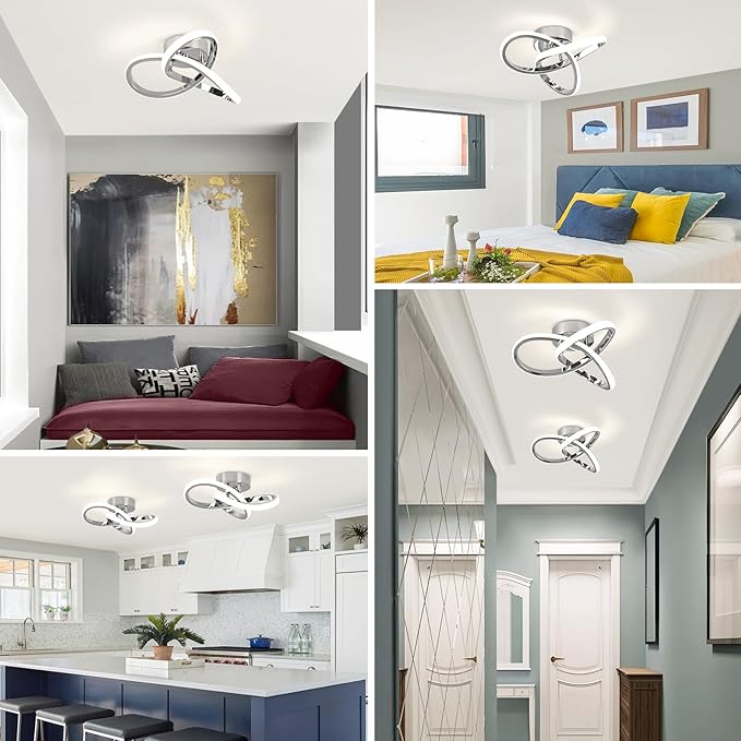CANEOE Hallway Ceiling Light Modern Led Ceiling Light Fixtures,4500K Daylight White Close to Ceiling Lamps for Bedroom Bathroom Kitchen Balcony Laundry Room Stair Aisle Ceiling Lighting Curved Design