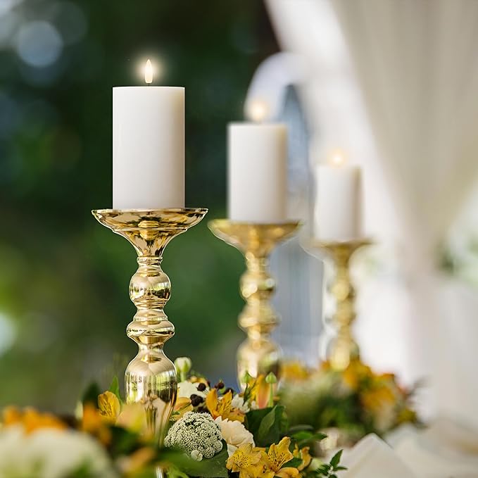 Flameless Pillar Candles with Remote, 3 Pack Battery Operated Real Wax LED Candles, LED Candle that Perfect for Home Decorations Fireplace Table, White