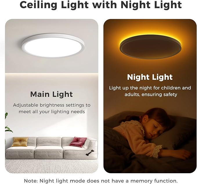 12in Flush Mount Ceiling Light with Remote Control,3CCT 3000-6500K Dimmable,Round Ultra-Thin Plafonnier with Smart App Control,24W 2400LM Ceiling Light for Bedroom/Living Room/Bathroom