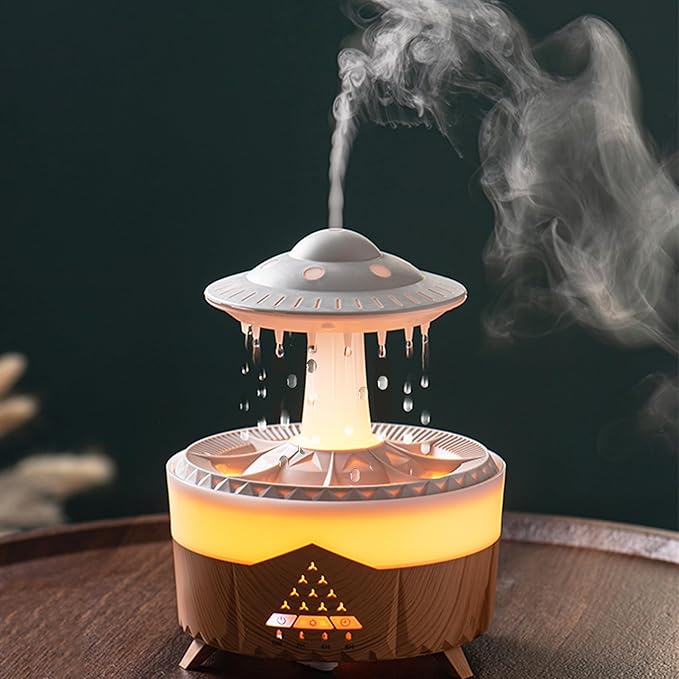 Raindrop Humidifiers for Bedroom -Essential Oil Diffuser with 7 Colors LED Lights,Air Humidifiers,Cool mist humidifier with 4 timers,Vaporizers for nursery,family,bedroom and office