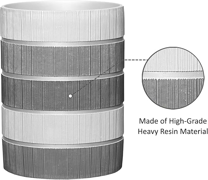 Zahari Home 2pc Modern Line Stylish Bath Accessories Set Waste Basket & Square Tissue Box Cover Classic Contemporary Decorative Beautiful Designs Gray Bathroom Decor Set for Home Modern Bath Set