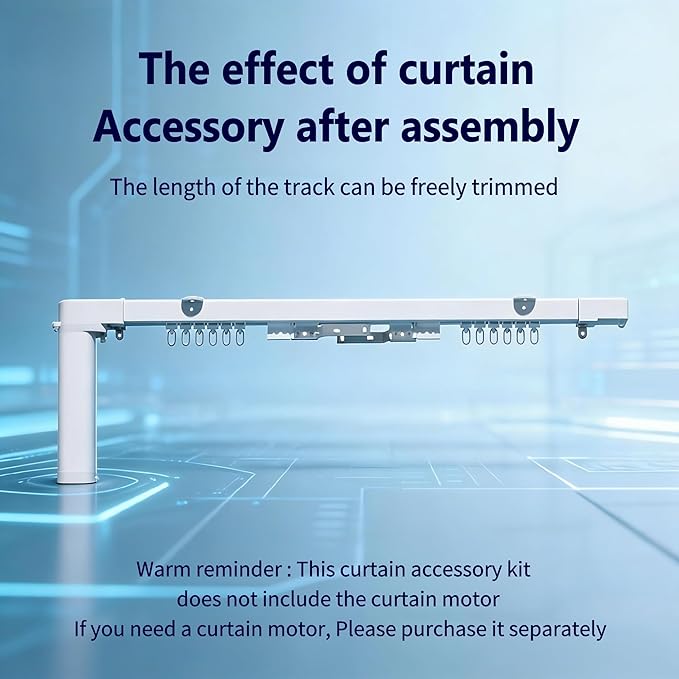 Smart Curtains, Universal Electric Curtain Accessories Installation Kit, Aluminum Alloy Thickened Silent Track 126''(3.2m), Including a Complete Set of Accessories, Excluding Curtain Motor