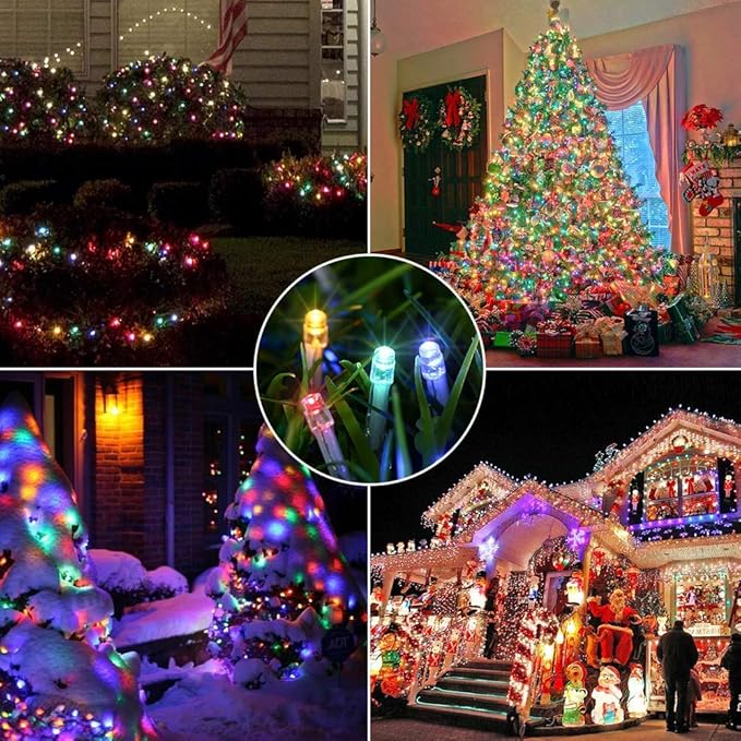 String Lights Multicolor - 220 LEDs 25m/82ft 8 Modes End-to-End Plug in Indoor/Outdoor Waterproof Decorative Fairy Twinkle Rainbow Christmas Tree Lights for Xmas/Patio/Room/Home/New Year - Colorful