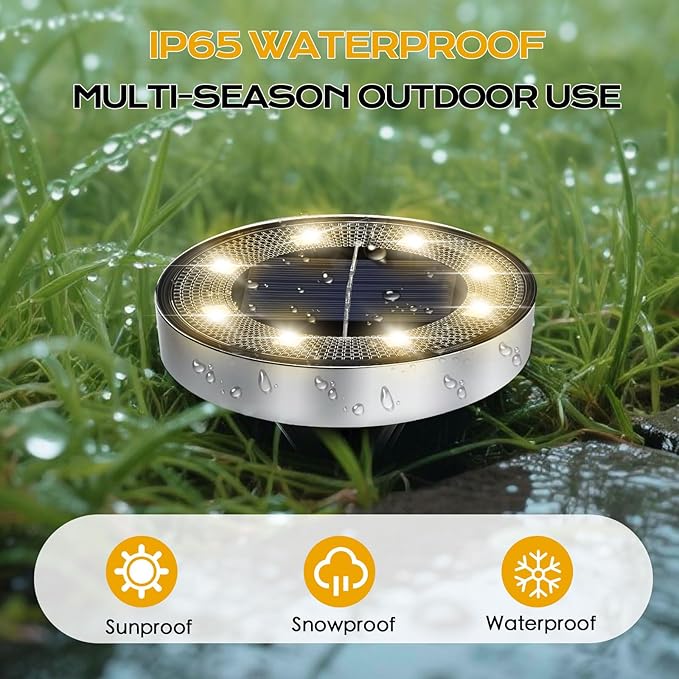 Solar Lights Outdoor 16 Pack, Solar Garden Outdoor Waterproof Pathway Lights Bright In-Ground Lighting Decor for Lawn, Patio, Yard, Driveway, Step and Walkway Warm Lights