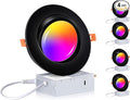 CLOUDY BAY [4 Pack] 6 inch Gimbal Smart WiFi LED Recessed Lights,RGBCW Color Changing,Compatible with Alexa and Google Home Assistant,No Hub Required,2700K-6500K,IC Rated,Black