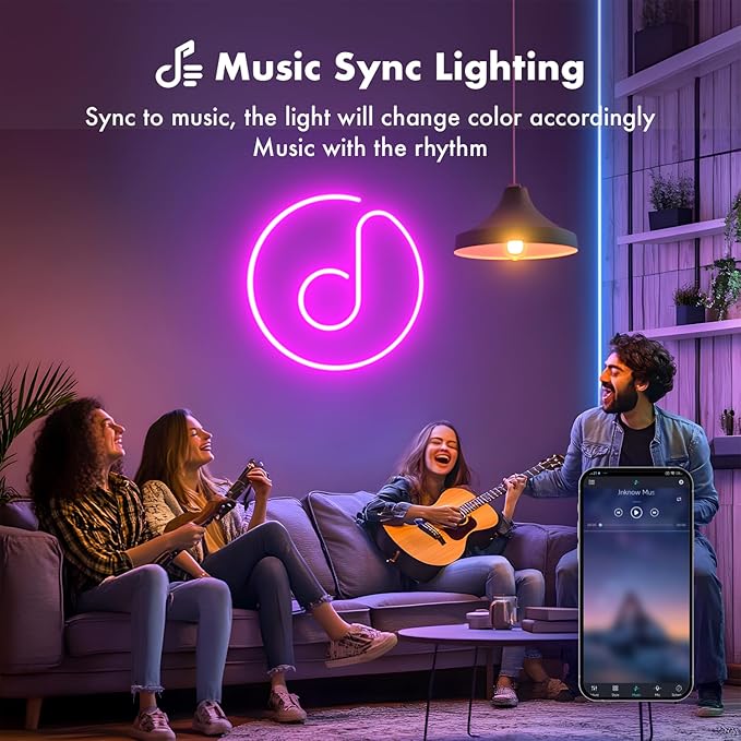 Neon Rope Lights, 20FT RGB LED Strip Lights, Waterproof IP67 LED Lights for Bedroom, DIY Design, Music Sync, 44 Key Remote Control, Multiple Modes for Bedroom, Holiday Decoration