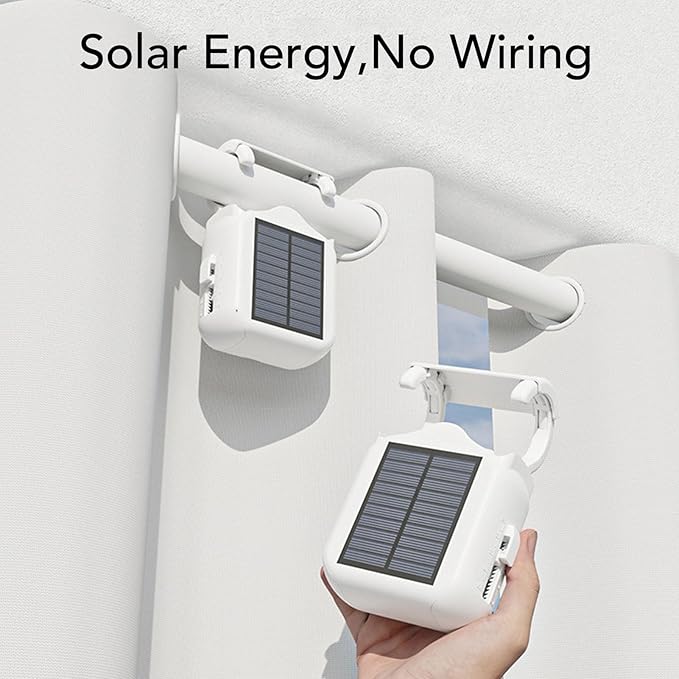 Solar Powered Smart Curtain Motor, APP Remote Control Automatic Curtain Opener Compatible with Roman Rod U Shape I Beam Tracks, with Voice Control for Home
