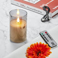 Flickering Flameless Candles, Rechargeable Battery Operated Candles with 3D Wick, Last 1000+ Hours LED Candle with Remote and Timer, Real Wax Candle, Grey Glass for Home, Christmas 3" x 4"