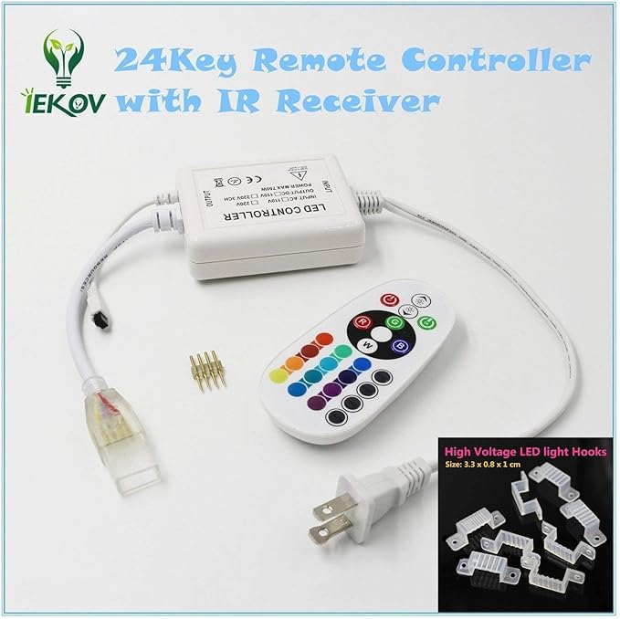 RGB LED Strip Light, AC 110-120V Flexible/Waterproof/Multi Colors/Multi-Modes Function/Dimmable SMD5050 LED Rope Light with Remote for Home/Office/Building Decoration (65.6ft/20m)