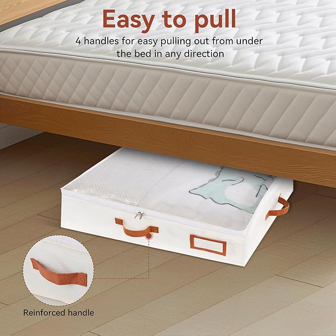 Under Bed Storage Containers, 2 Pack Underbed Storage Box, Closet Organizers and Storage Bins, Foldable Clothes Storage with Handle for Blankets Toy Comforter Sweaters Pillows Sheets(S)