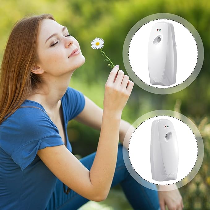 Maxcheck 4 Pcs Automatic Air Freshener Spray Dispenser Wall Mounted Automatic Spray Dispenser Air Freshener for Bathroom Battery Operated Free Standing for Commercial Place and Room(White)