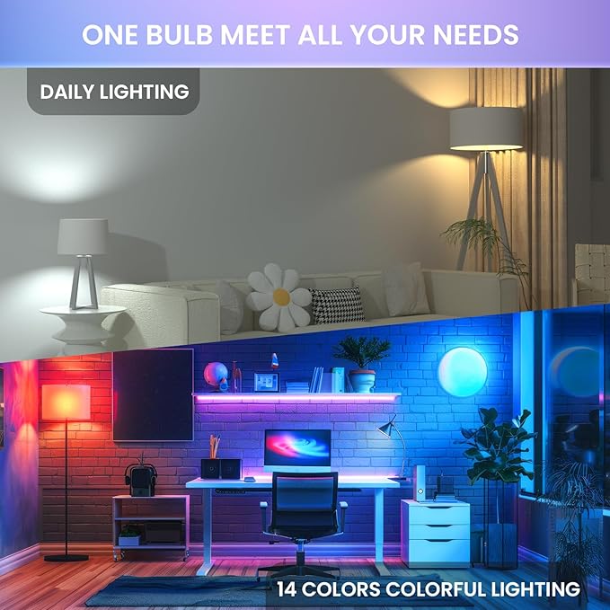 E12 Color Changing LED Light Bulb with Remote Control 2W E12 Chandelier Light Bulb Multicolor RGB/3000K/6000K/Dimmable Candelabra Base Color Light Bulbs 3Modes Memory Function-2Pack