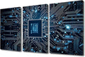 Office Wall Art Circuit Board High-Tech Technology Canvas Wall Art Circuit Network Contemporary Artwork Chip Pictures Wall Art for Living Room Bedroom Decor Framed Ready to Hang (36"Wx24"H)