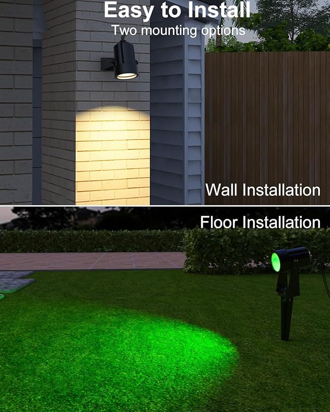 Ligency Smart Landscape Lights, Low Voltage Outdoor Spot Lights IP65 Waterproof Spotlights Compatible with APP/Voice/Alexa Control, RGBW Color Changing Spotlight for Yard Garden Patio Lawn, 6 Pack