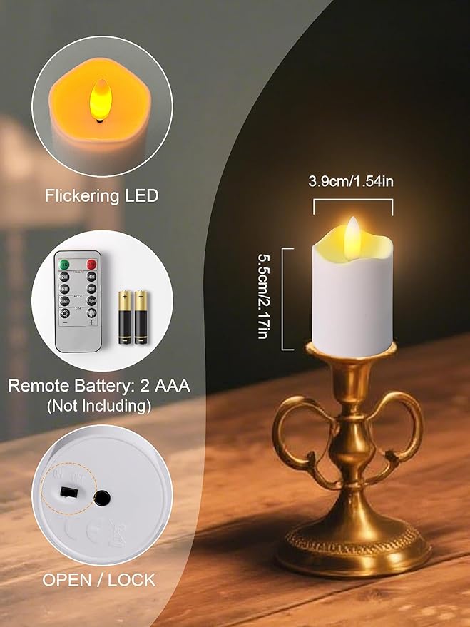 Rechargeable Flameless Tea Lights Candles with Remote Timer, 1.5" x 2.6" LED Candles with USB Charging Base, Small Votive Candle Electric Fake Candle for Wedding Table Decor Dining (6 Pack)