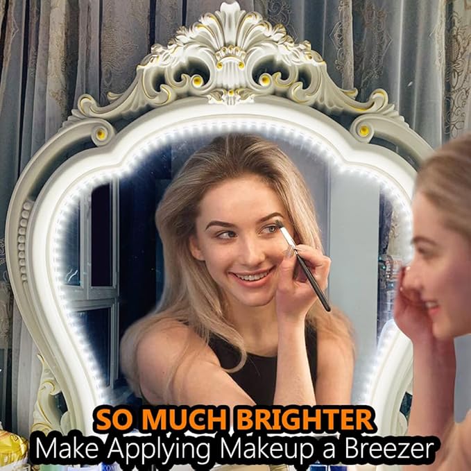 LED Vanity Mirror Lights for Makeup Dressing Table Vanity Set, 13ft Zigzag Flexible LED Strip Light Kit (Mirror Not Include)