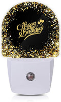 Happy Birthday Night Lights Plug into Wall for Girls Boys Room,Night Light LED Lamp Dusk to Dawn Sensor Round Lamp for Bedroom Bathroom Hallway Home Wall Decor